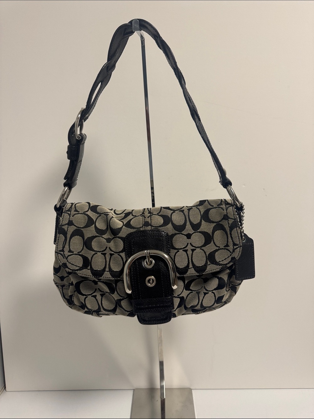 Coach SoHo Signature Flap Bag Y2K Oversized Hardware